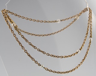 A 9ct gold seed pearl necklace