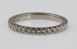 A Palladium half hoop diamond eternity ring 0.3ct, size L 1/2