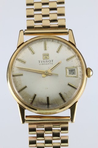 A gentleman's 9ct gold Tissot Visodate calendar wristwatch, 24 grams