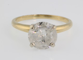 A yellow gold single stone diamond ring, approx 2.25ct, size J