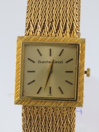 A gentleman's 9ct gold Beuche Girod wristwatch on a ditto bracelet, 46 grams
