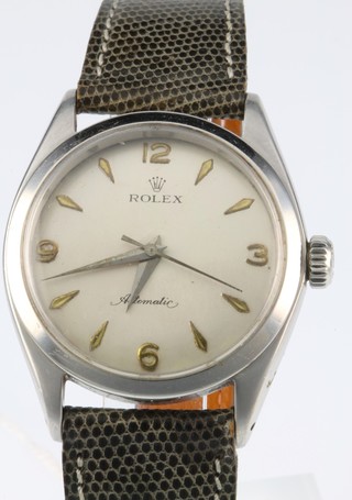 A gentleman's steel cased Rolex automatic wristwatch stamped 325700 on a leather strap