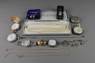 A gentleman's gold plated hunter pocket watch, minor watches and jewellery 