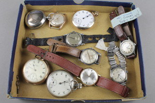 2 gilt half hunter pocket watches and a quantity of wristwatches 