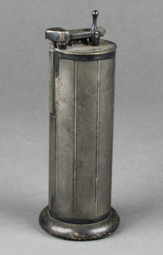 An Art Deco silver plated Parker desk top cigarette lighter of cylindrical form 