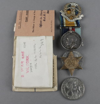 A British War medal to GS/51399 Pte. G.D. Shaw.R.FUS.,  a 1939-45 Star and Defence medal together with an unopened postage box containing a British War and Victory medal to 144374 Pte. J.G. Wigner R.A.N.C. 