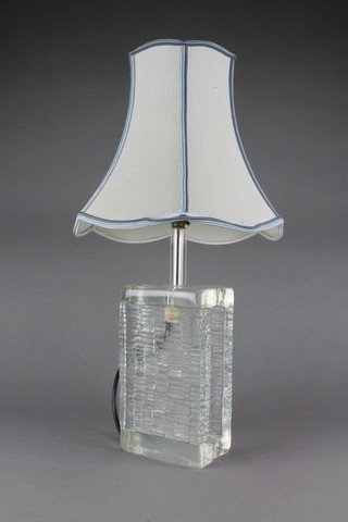 A Pukeberg Swedish studio clear glass lamp base 9" 