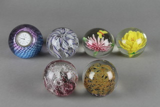 A Sark glass paperweight 2 1/4" and 5 others 