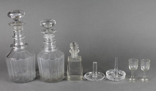 2 19th Century Century mallet spirit decanters and minor glassware