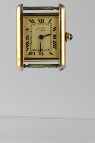 A lady's gilt Cartier quartz wristwatch 