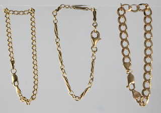 3 9ct gold bracelets, 18 grams