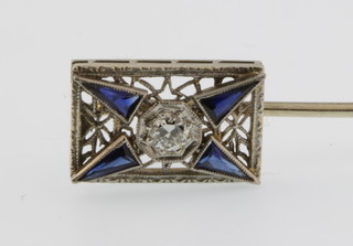 An Art Deco sapphire and diamond tie pin