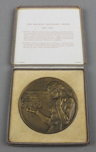 A boxed Railway Centenary medal 1825-1925, Stockton and Darlington railway 