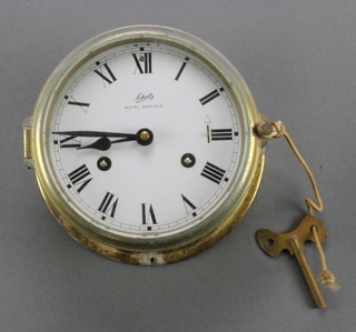 A Schatz "Royal Mariner" ward room style striking clock with 6" dial contained in a gilt metal case 