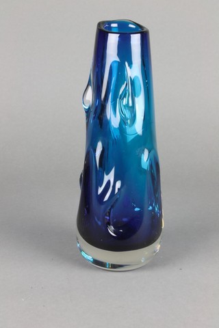 A Whitefriars  turquoise glass nobbly vase 10" 