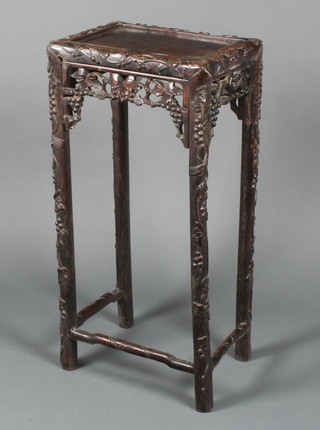 A 19th Century rectangular carved pierced Chinese hardwood occasional table 28"h x 13 1/2w x 10"d 
