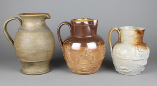 2 19th Century harvest jugs and an earthenware jug 
