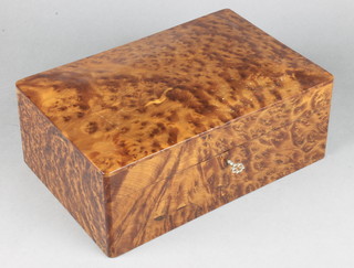 A burr walnut trinket box with hinged lid 4"h x 12"w x 8"d 