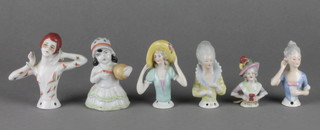 6 Continental porcelain half dolls