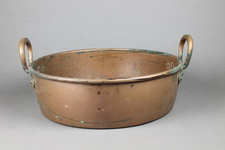 A copper twin handled preserving pan 17" 