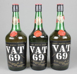 3 bottles of VAT 69 whisky 