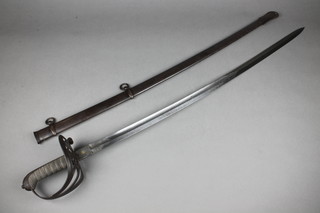 Carter, a Victorian Sussex Rifles Officer's sword with edged blade marked Sussex Rifles and crowned royal cypher, marked Carter 56 Pall Mall London, complete with metal scabbard