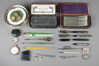 A set of 7 Joseph Rogers & Sons cut throat razors, boxed, a Rolls razor and other curios 