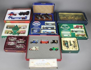 A Lledo 24ct gold plated limited edition Rolls Royce set, boxed, a boxed Model of Yesteryear 1929 Scammell, 8 other boxed sets of cars