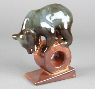 20th Century Russian bookend in the form of a bear standing on a wheel 5" 