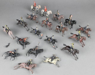 2 lead figures of mounted Generals, ditto Colonial officers, 5 hussars/light cavalry (1 sword f), 9 lancers (4 holed, 4 horses missing tails) and 2 Cavalry Officers (1 horse f) 