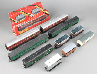 3 Triang carriages, 2 Hornby carriages and various items of rolling stock 