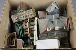 A collection of various Hornby buildings, signal gantry etc 