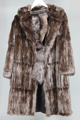 A lady's full length fur coat and 3 ditto collars