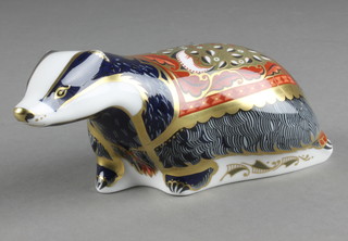 A Royal Crown Derby Imari pattern moonlight badger paperweight, boxed 6 1/2" 