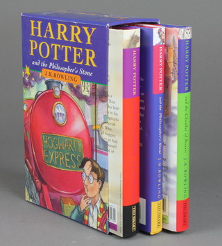 J K Rowling 1998, 3 volumes Harry Potter and The Chamber of Secrets", "Harry Potter and Philosopher's Stone" and "Harry Potter and The Prisoner of Azkaban" 