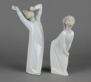 2 Lladro figures of children in nightgowns 8" and 9" 