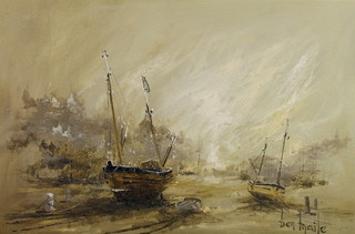 Ben Maile, oil on canvas "St Ives Crabbers", signed 19 1/2" x 29" together with original receipt