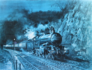 Terence Cuneo, print, "Night Express" signed in pencil 23" x 29" 