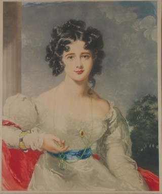 T Crawford, print, study of a 19th Century lady, signed in pencil 14" x 12" 