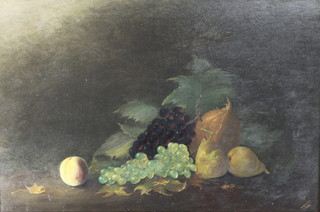 W A Hooton 1894, oil on canvas, still life study of fruits, signed and dated 19" x 29 1/2" 