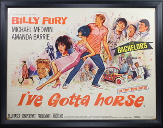 Film poster "I've Gotta Horse" starring Billy Fury circa 1964, framed 29" x 39" 