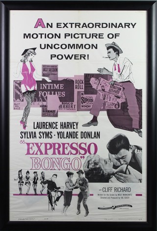 Film poster "Expresso Bongo" starring Cliff Richard, circa 1960 American, framed 14 1/2" x 26 1/4" 