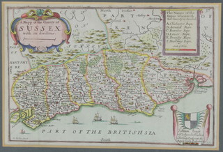 A 18th Century map, study of Sussex with highlighted borders 5 1/2" x 8 1/2", ditto Sussex 8" x 10"