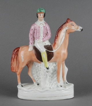 A 19th Century Victorian Staffordshire figure of the jockey Fred Archer 10" 
