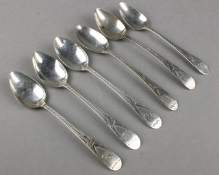 6 Georgian silver bright cut teaspoons 