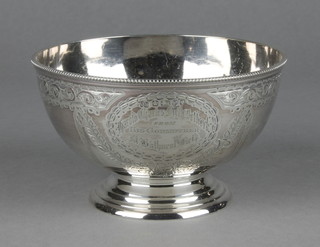 A Victorian silver pedestal bowl with presentation inscription, Sheffield 1882, 144 grams 