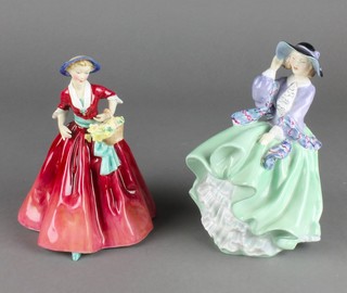 A Royal Worcester figure - Spring Morn 3546 6 1/2" and a Royal Doulton ditto Top O'The Hill HN1833 7" 