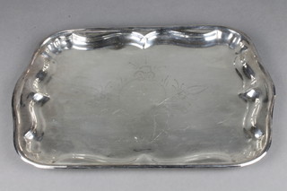 A Continental silver tray with chased vacant cartouche 572 grams