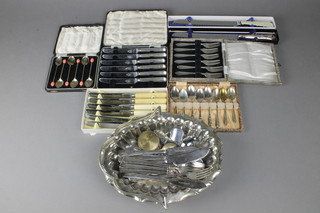 5 cased silver plated sets and minor plated items