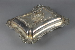 An Edwardian silver plated entree set with gadroon and shell borders